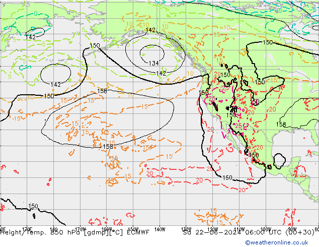 Z500/Rain (+SLP)/Z850 ECMWF Sa 22.06.2024 06 UTC