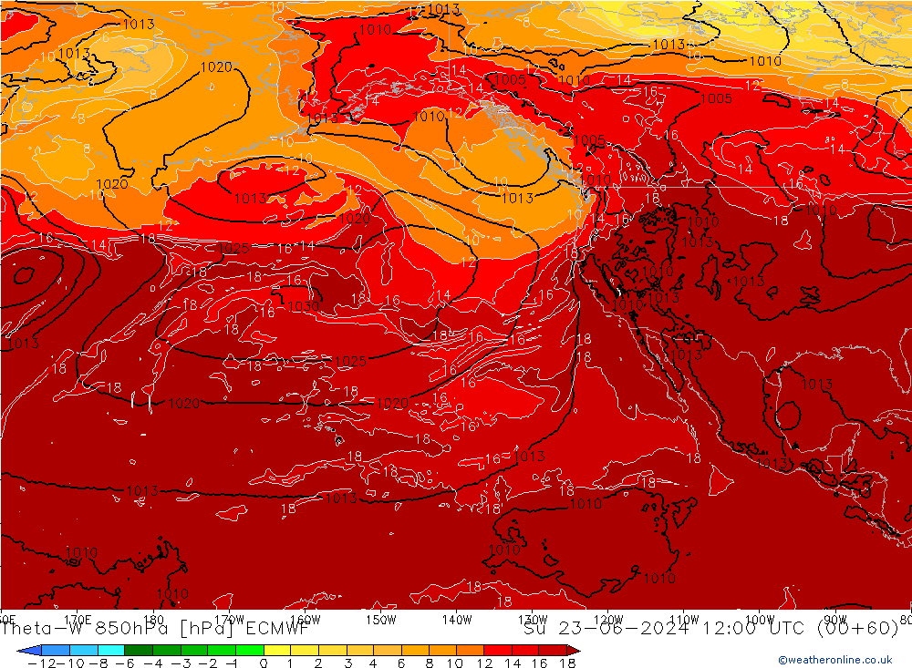 Theta-W 850hPa ECMWF Paz 23.06.2024 12 UTC