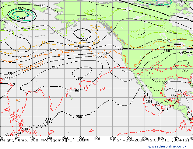 Z500/Rain (+SLP)/Z850 ECMWF Pá 21.06.2024 12 UTC