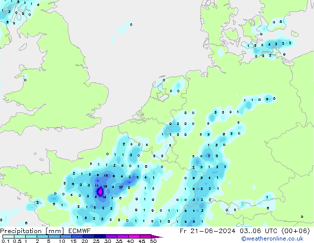 Niederschlag ECMWF Fr 21.06.2024 06 UTC