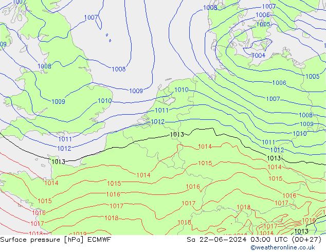 pression de l'air ECMWF sam 22.06.2024 03 UTC