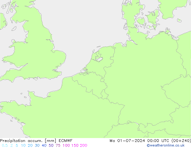 Precipitation accum. ECMWF  01.07.2024 00 UTC