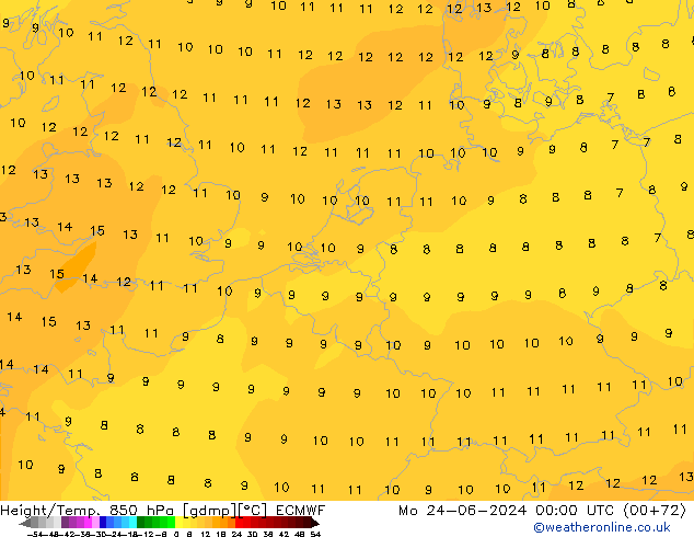 Z500/Rain (+SLP)/Z850 ECMWF 星期一 24.06.2024 00 UTC