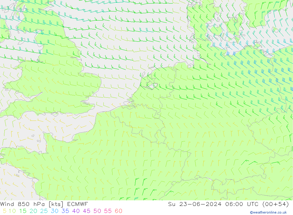 Vent 850 hPa ECMWF dim 23.06.2024 06 UTC