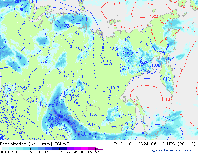 Z500/Rain (+SLP)/Z850 ECMWF Fr 21.06.2024 12 UTC
