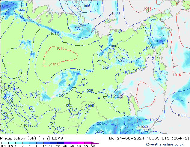 Z500/Rain (+SLP)/Z850 ECMWF Mo 24.06.2024 00 UTC