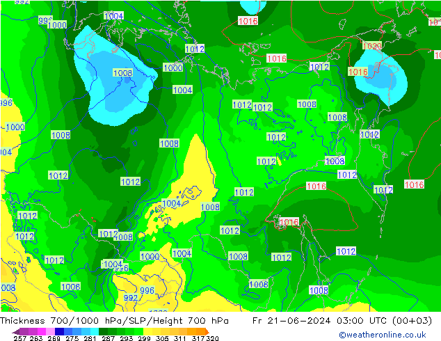 Thck 700-1000 hPa ECMWF ven 21.06.2024 03 UTC