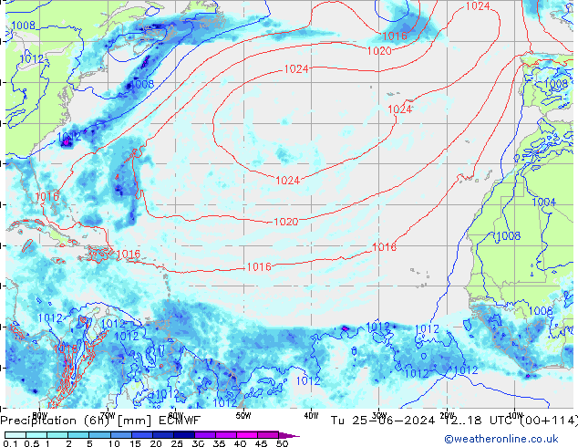 opad (6h) ECMWF wto. 25.06.2024 18 UTC