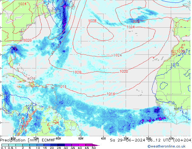 Precipitation ECMWF Sa 29.06.2024 12 UTC