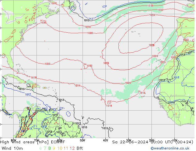 Windvelden ECMWF za 22.06.2024 00 UTC