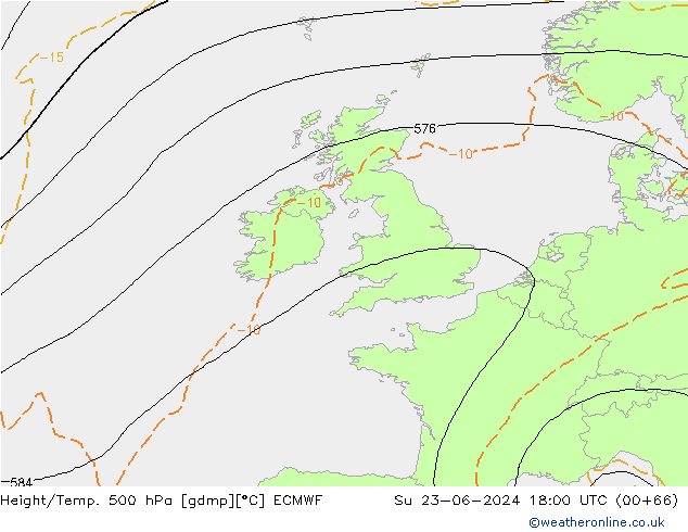 Z500/Rain (+SLP)/Z850 ECMWF Su 23.06.2024 18 UTC