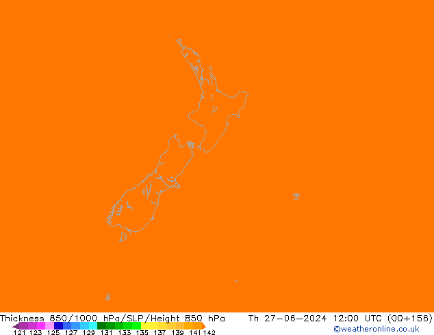 Dikte 850-1000 hPa ECMWF do 27.06.2024 12 UTC