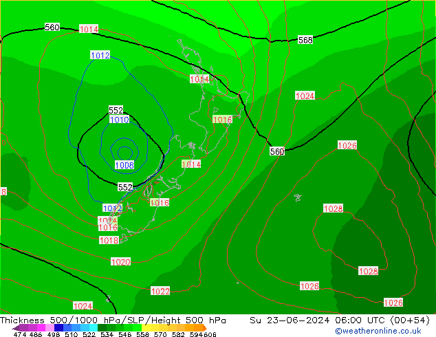 Thck 500-1000hPa ECMWF Ne 23.06.2024 06 UTC