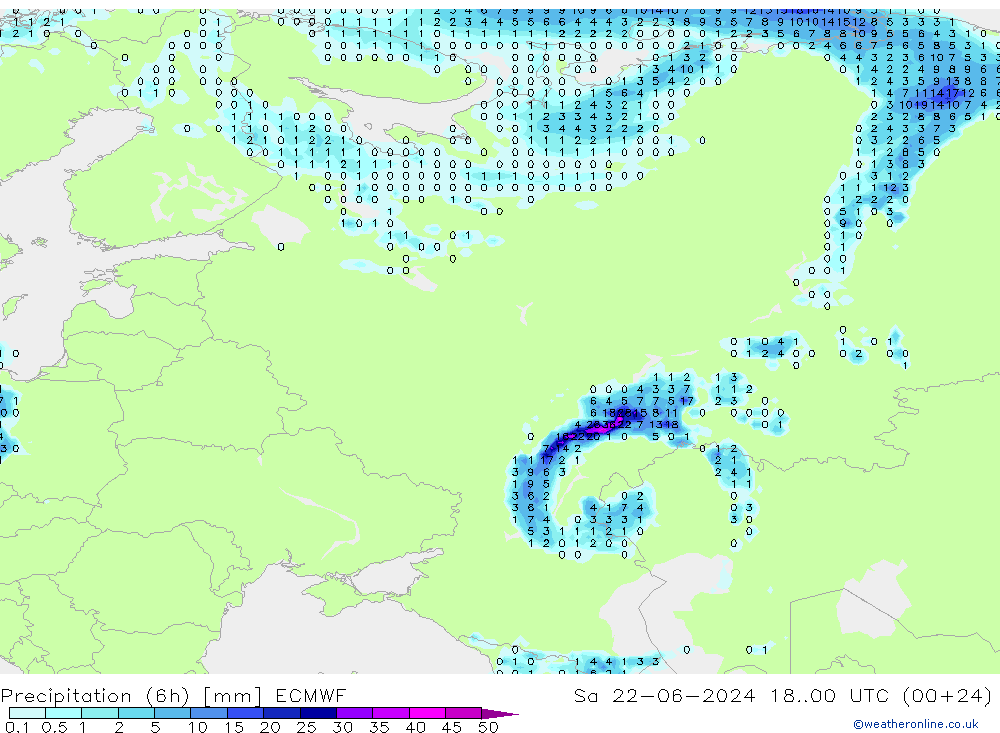 Z500/Rain (+SLP)/Z850 ECMWF so. 22.06.2024 00 UTC