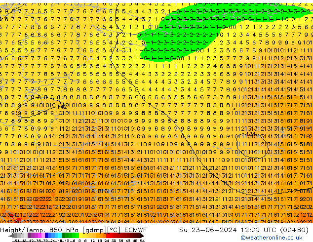 Z500/Rain (+SLP)/Z850 ECMWF Su 23.06.2024 12 UTC