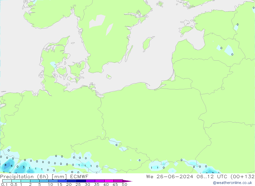 Precipitação (6h) ECMWF Qua 26.06.2024 12 UTC