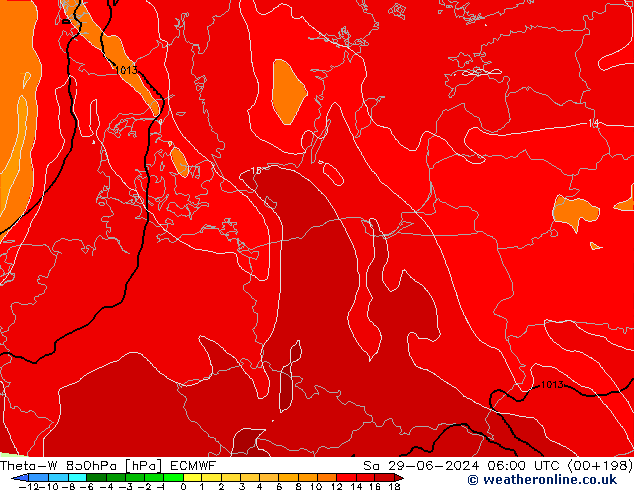 Theta-W 850hPa ECMWF sab 29.06.2024 06 UTC