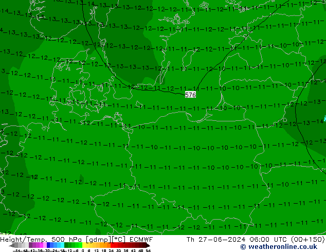 Z500/Yağmur (+YB)/Z850 ECMWF Per 27.06.2024 06 UTC