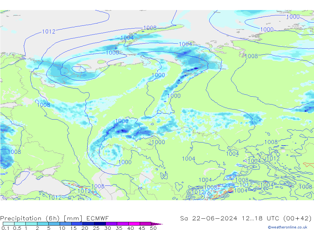 Z500/Rain (+SLP)/Z850 ECMWF sab 22.06.2024 18 UTC