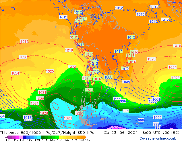 Thck 850-1000 hPa ECMWF dom 23.06.2024 18 UTC