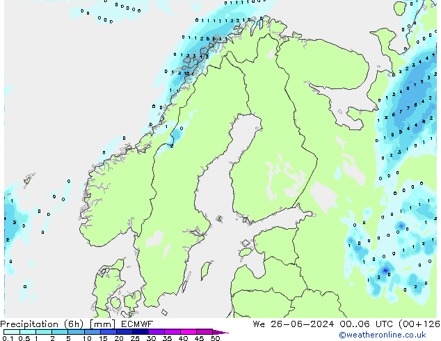 Z500/Rain (+SLP)/Z850 ECMWF We 26.06.2024 06 UTC