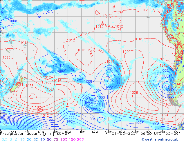 Toplam Yağış ECMWF Cu 21.06.2024 06 UTC