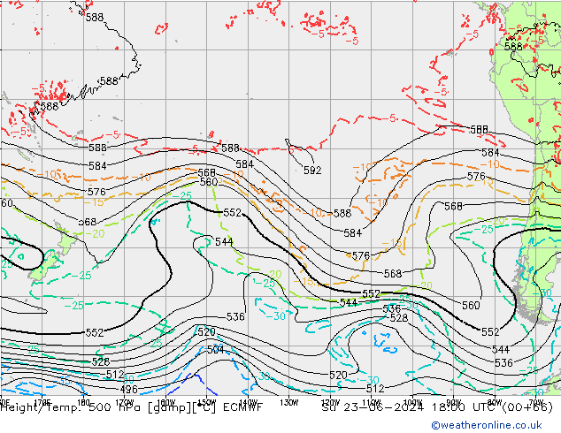 Height/Temp. 500 hPa ECMWF Su 23.06.2024 18 UTC