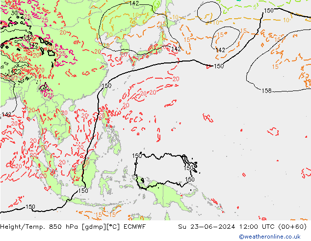 Z500/Regen(+SLP)/Z850 ECMWF zo 23.06.2024 12 UTC