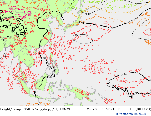 Z500/Rain (+SLP)/Z850 ECMWF mer 26.06.2024 00 UTC