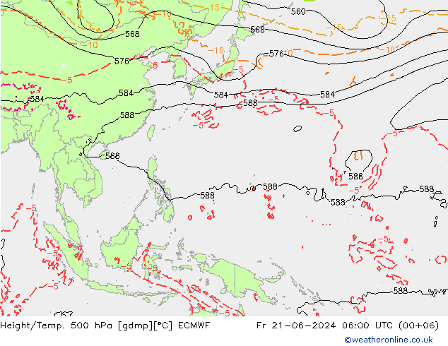 Z500/Rain (+SLP)/Z850 ECMWF Fr 21.06.2024 06 UTC