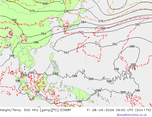 Z500/Rain (+SLP)/Z850 ECMWF Fr 28.06.2024 06 UTC