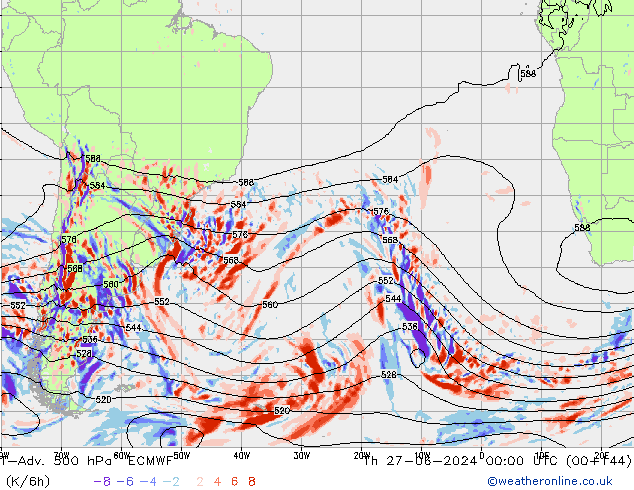 T-Adv. 500 hPa ECMWF Th 27.06.2024 00 UTC