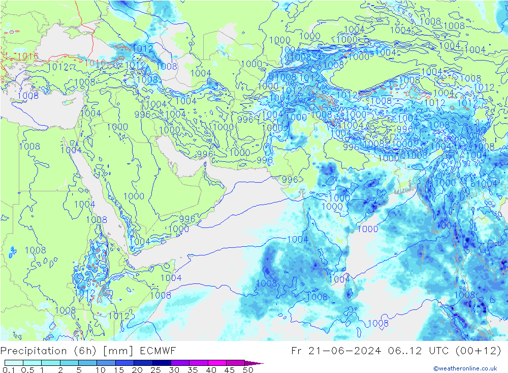 Z500/Regen(+SLP)/Z850 ECMWF vr 21.06.2024 12 UTC