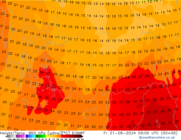 Z500/Yağmur (+YB)/Z850 ECMWF Cu 21.06.2024 06 UTC