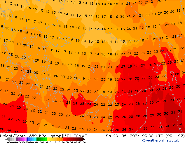 Z500/Rain (+SLP)/Z850 ECMWF Sa 29.06.2024 00 UTC