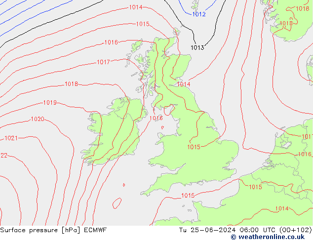 Presión superficial ECMWF mar 25.06.2024 06 UTC