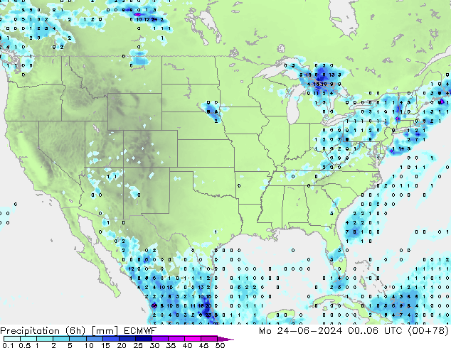 Z500/Rain (+SLP)/Z850 ECMWF lun 24.06.2024 06 UTC