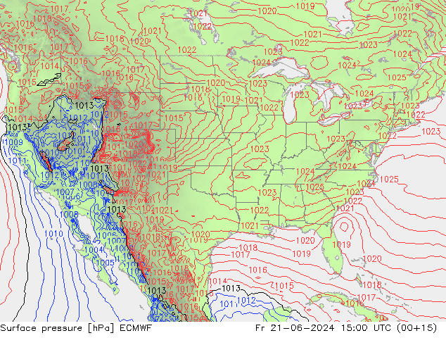 ciśnienie ECMWF pt. 21.06.2024 15 UTC