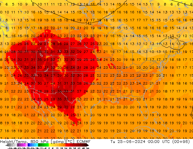 Z500/Rain (+SLP)/Z850 ECMWF Tu 25.06.2024 00 UTC