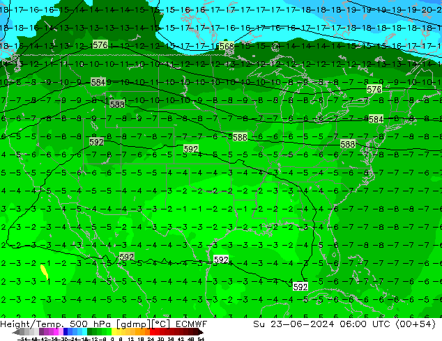 Z500/Rain (+SLP)/Z850 ECMWF  23.06.2024 06 UTC