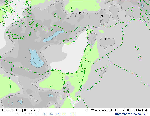 RH 700 hPa ECMWF Sex 21.06.2024 18 UTC