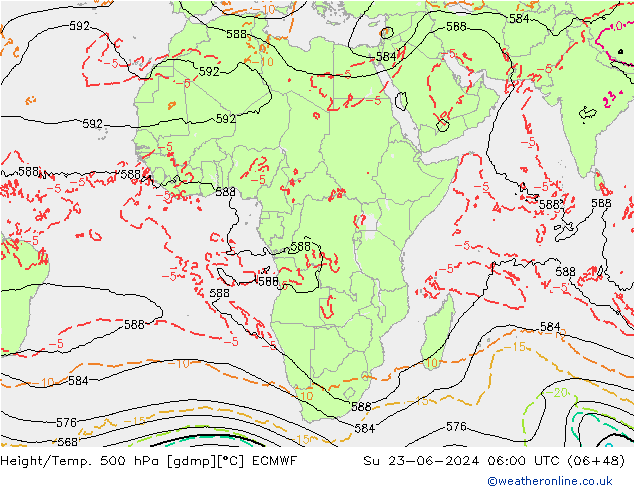 Z500/Rain (+SLP)/Z850 ECMWF Su 23.06.2024 06 UTC