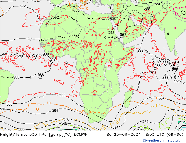 Z500/Rain (+SLP)/Z850 ECMWF  23.06.2024 18 UTC