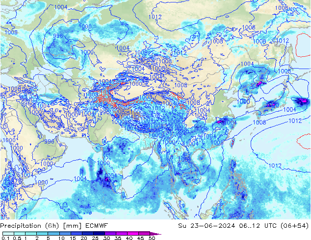 Z500/Rain (+SLP)/Z850 ECMWF Su 23.06.2024 12 UTC