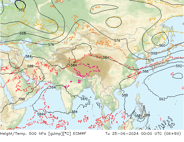 Z500/Regen(+SLP)/Z850 ECMWF di 25.06.2024 00 UTC