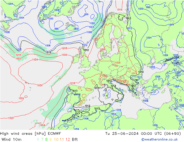 Sturmfelder ECMWF Di 25.06.2024 00 UTC