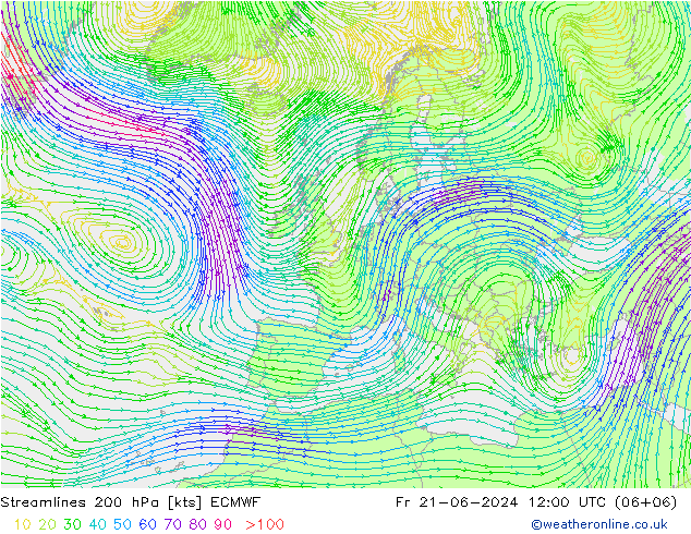 风 200 hPa ECMWF 星期五 21.06.2024 12 UTC