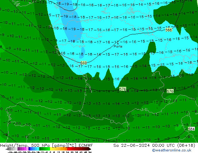 Z500/Rain (+SLP)/Z850 ECMWF sab 22.06.2024 00 UTC