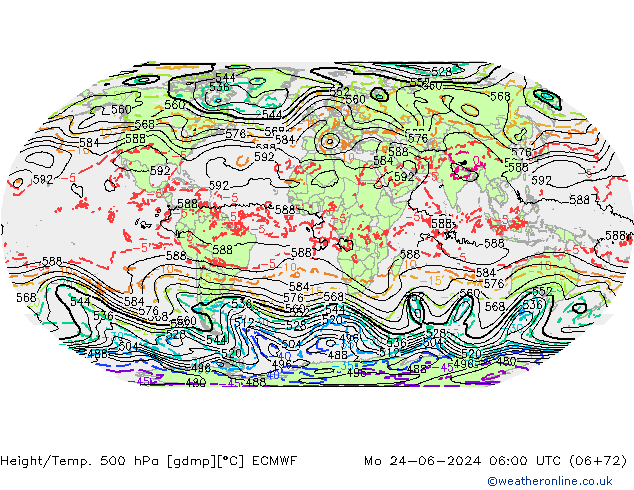 Z500/Rain (+SLP)/Z850 ECMWF пн 24.06.2024 06 UTC