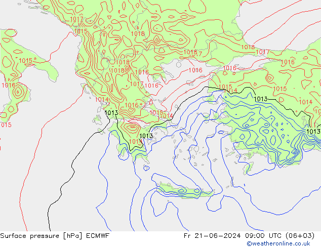 ciśnienie ECMWF pt. 21.06.2024 09 UTC